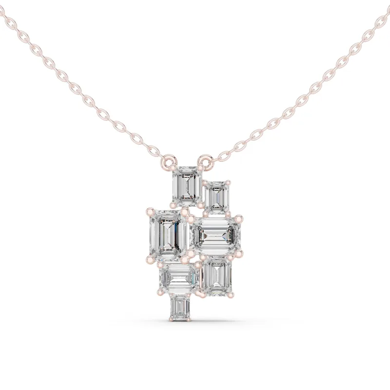 18K Gold Emerald Diamond Cluster Necklace – 3.859 ct (GPD-0023) – Necklaces by Ivanka & Co