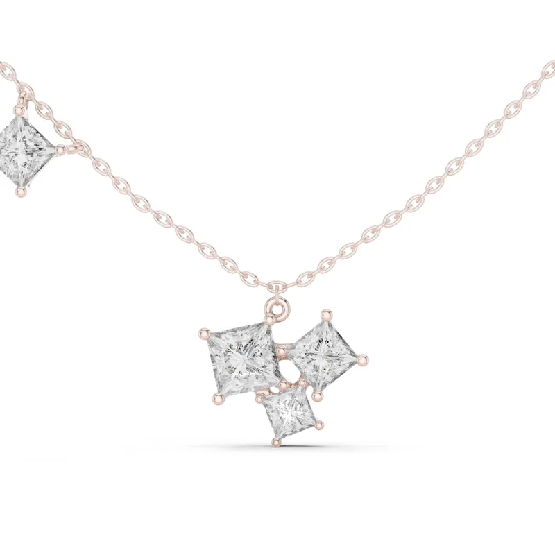 18K Gold Princess Diamond Cluster Necklace – 2.55 ct (GPD-0024) – Necklaces by Ivanka & Co