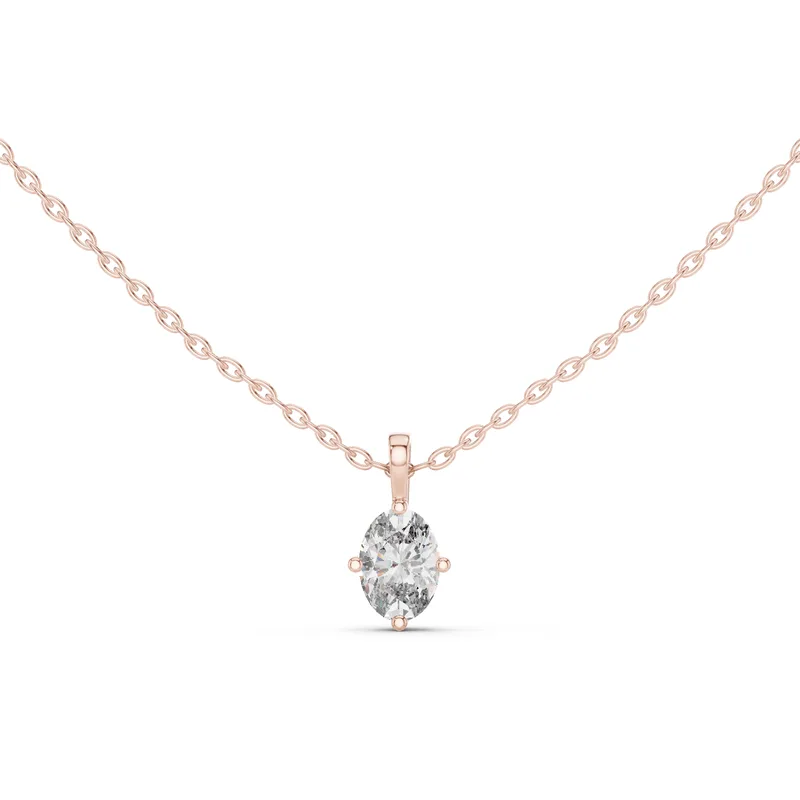 18K Gold Oval Diamond Solitaire Necklace – 0.75 ct (GPD-0047) – Necklaces by Ivanka & Co