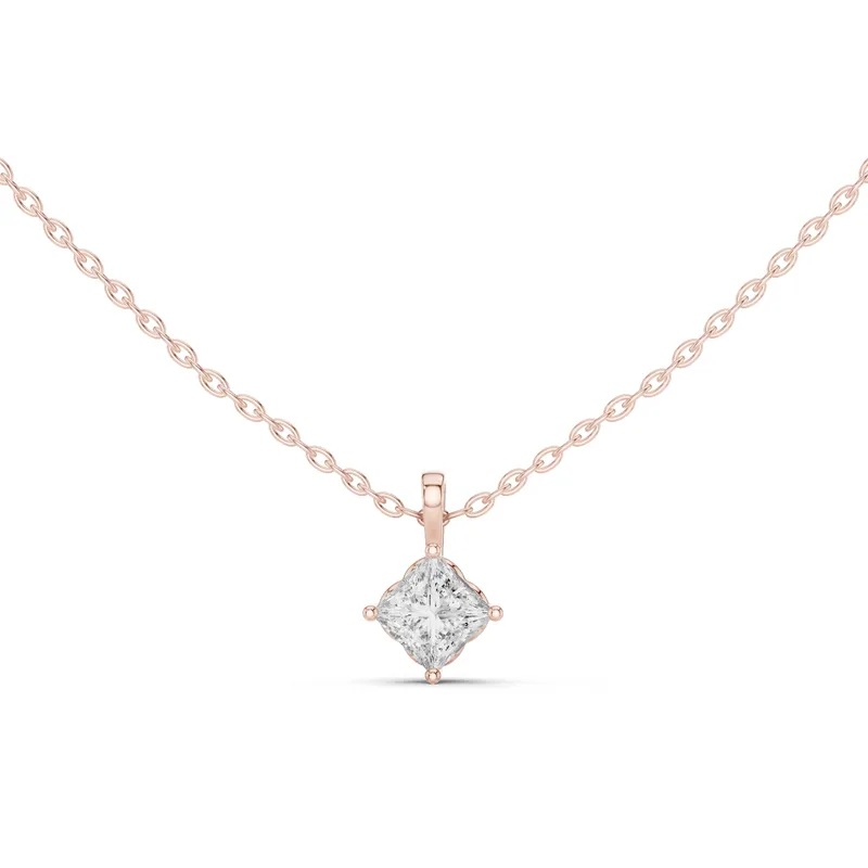 18K Gold Princess Diamond Solitaire Necklace – 0.75 ct (GPD-0050) – Necklaces by Ivanka & Co