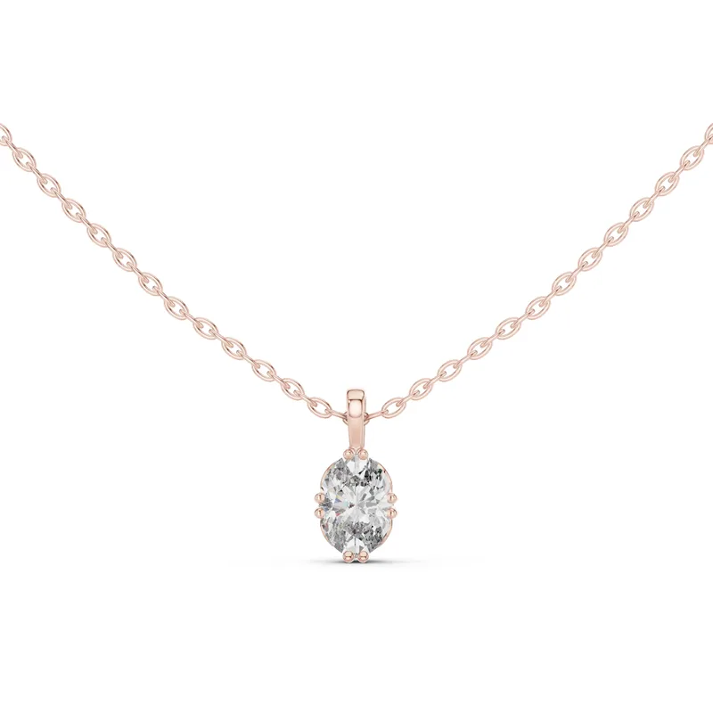 18K Gold Oval Diamond Solitaire Necklace – 0.75 ct (GPD-0053) – Necklaces by Ivanka & Co