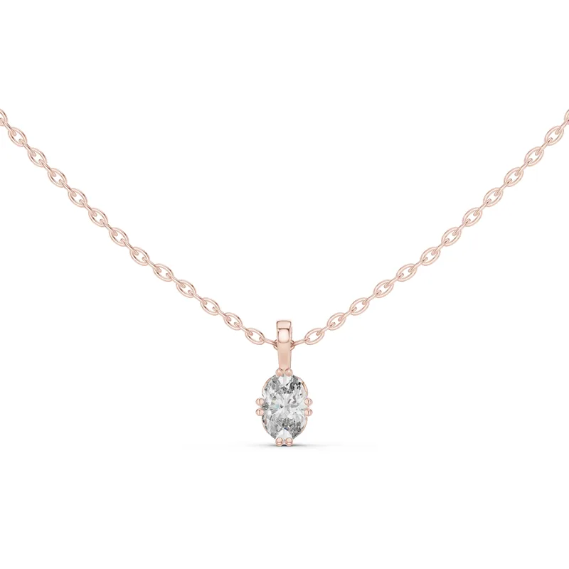 18K Gold Oval Diamond Solitaire Necklace – 0.5 ct (GPD-0054) – Necklaces by Ivanka & Co
