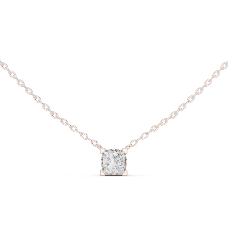 18K Gold Princess Diamond Solitaire Necklace – 0.75 ct (GPD-0056) – Necklaces by Ivanka & Co