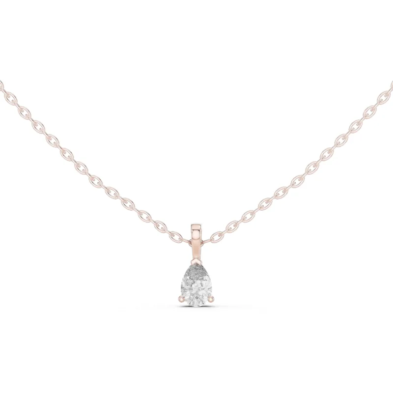 18K Gold Pear Diamond Solitaire Necklace – 0.5 ct (GPD-0064) – Necklaces by Ivanka & Co